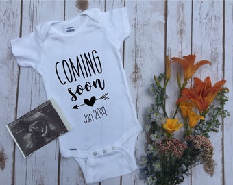Coming Soon Baby Announcement Onesie® - Bodysuit - Pregnancy Announcement Onesie® - Pregnancy Reveal - Expecting - Maternity Photo Prop
