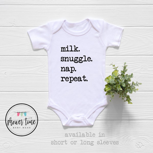 Milk Snuggle Nap Repeat Onesie® - Nap Time Baby Onesie - Cute Baby Shower Gift - Funny Nap Onesie - Funny Baby Gift - Gift for New Baby