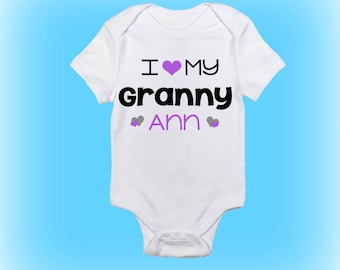 Personalized Grandmother Onesie®-I Love My Granny Onesie-Custom Grandparent Onesie-Baby Shower Gift-Baby Shower Gift Idea-Baby Boy-Baby Girl