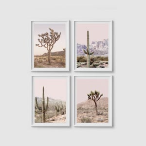 Arizona Wandkunst, 4er-Set Drucke, Joshua Tree Druck, Kaktus Boho Wüste Poster, Kaktus Poster, Southwestern Wall Decor Grand Canyon Poster