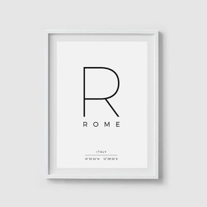 Digital print Rome print Digital poster Instant download Latitude longitude Rome GPS Coordinates sign Rome city print Rome art Rome wall art