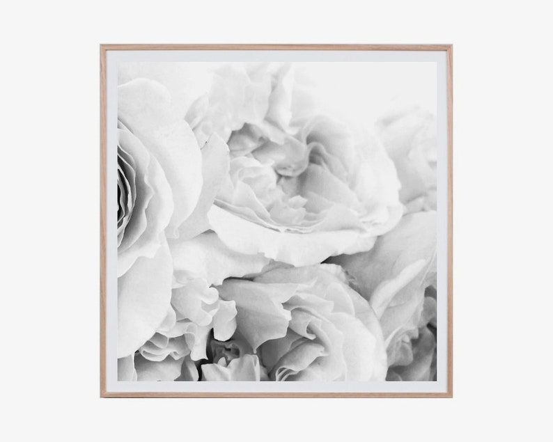 Set of 3 prints set Peony wall art set Flower print Square prints Peony print Floral print Black and white Peony art set Peonies wall art imagem 4