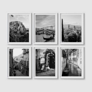 Italy Prints, Italy Print Set of 6 Prints, Italy Photography, Italy Wall Art Prints, Black And White Art, Tuscany Photo Printable Wall Art