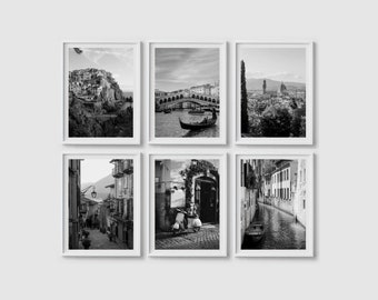 Italy Prints, Italy Print Set of 6 Prints, Italy Photography, Italy Wall Art Prints, Black And White Art, Tuscany Photo Printable Wall Art