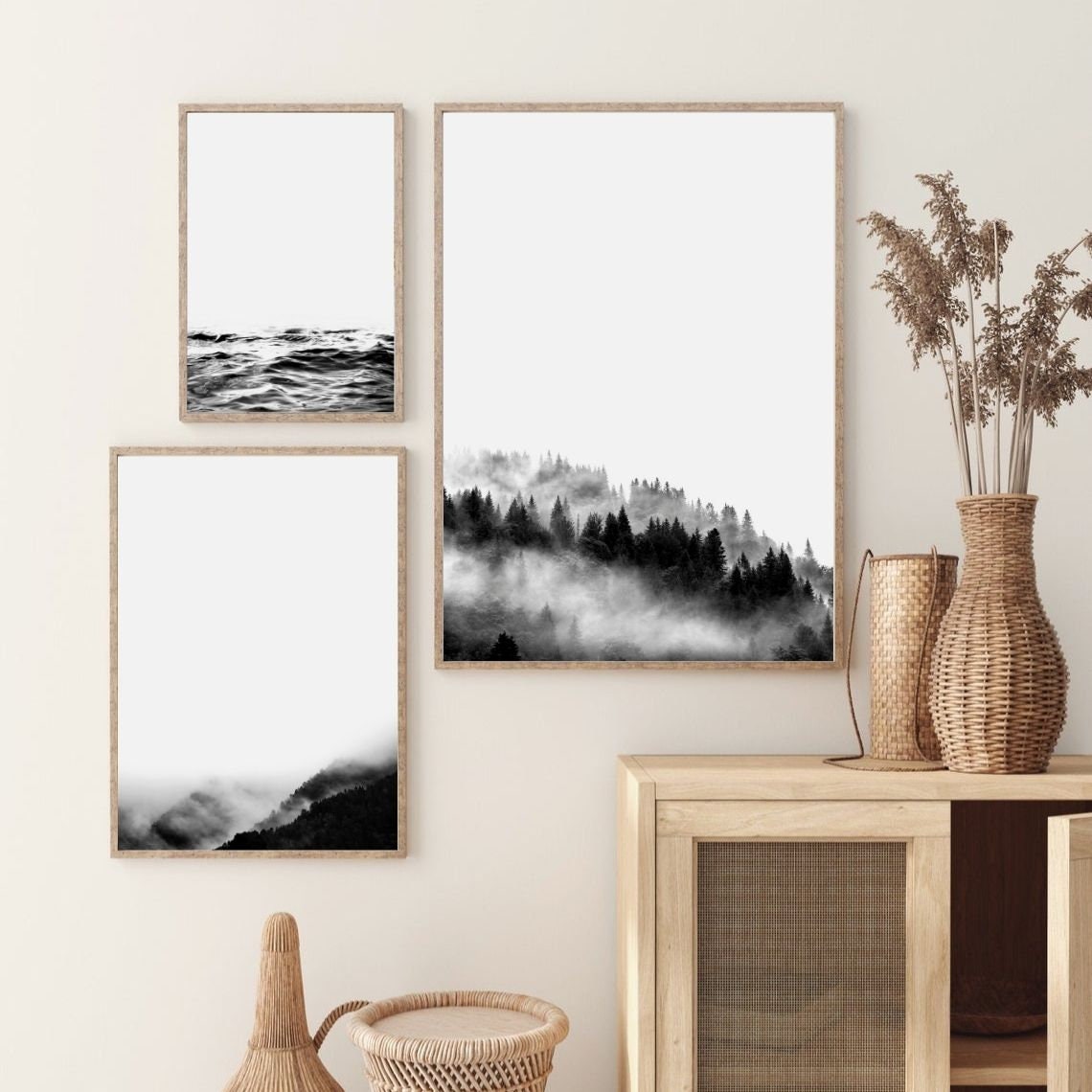 Print Set of 3 Prints Black and White Minimalist Print Set | Etsy Australia