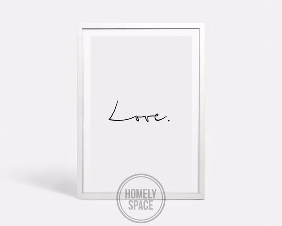 Love Script Love Landscape Print Handwritten Print Modern Typography Minimalist Poster Scandinavian Wall Art Affiche Scandinave Horizontal