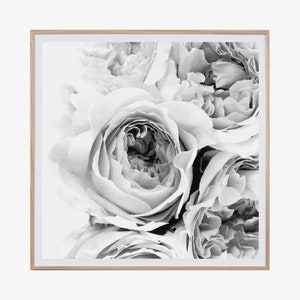 Set of 3 prints set Peony wall art set Flower print Square prints Peony print Floral print Black and white Peony art set Peonies wall art image 3