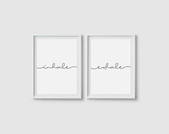 Inhale exhale prints Breathe print Pilates print Pilates art Inhale exhale decor Inhale exhale art Inhale wall quote Inhale exhale posters