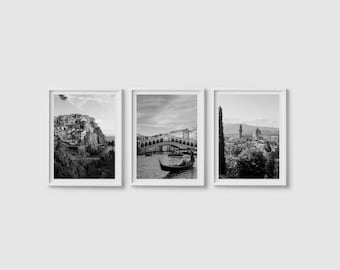 Italy Print Set of 3 Prints, Italy Wall Art, Italy Prints, Italy Photography, Black And White Art Prints, Printable Art, Downloadable Prints