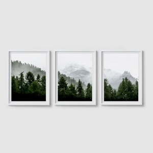 Conjunto de 3 impresiones de bosque brumoso Impresiones de naturaleza Pinos Impresión de paisaje Arte de bosque brumoso Póster de bosque Arte mural de bosque Póster de naturaleza salvaje