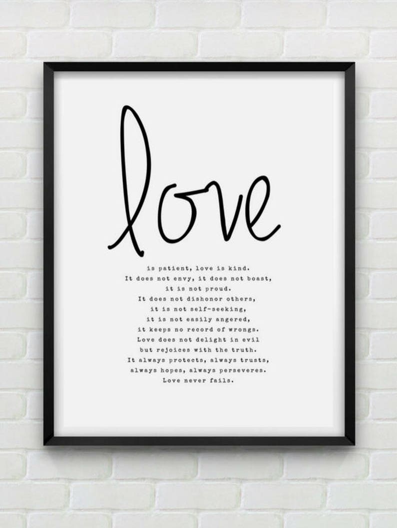 Bible Verse Wall Art Love is Patient Art 1 Corinthians Print Etsy