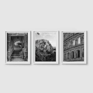Italy Wall Art, Italy Prints, Italy Photography, Italy Print Set of 3 Prints, Architecture Prints, Black And White Art Prints, Printable Art