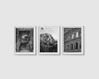 Italy Wall Art, Italy Prints, Italy Photography, Italy Print Set of 3 Prints, Architecture Prints, Black And White Art Prints, Printable Art
