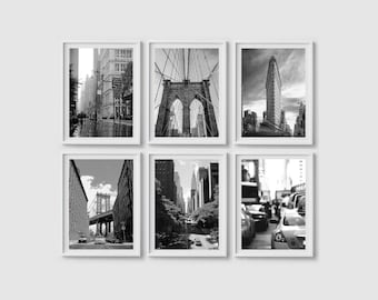 New York print set of 6, Black and white art, Printable Photography, NYC Black White Gallery Wall Set, NYC Prints, NYC art, Printable poster
