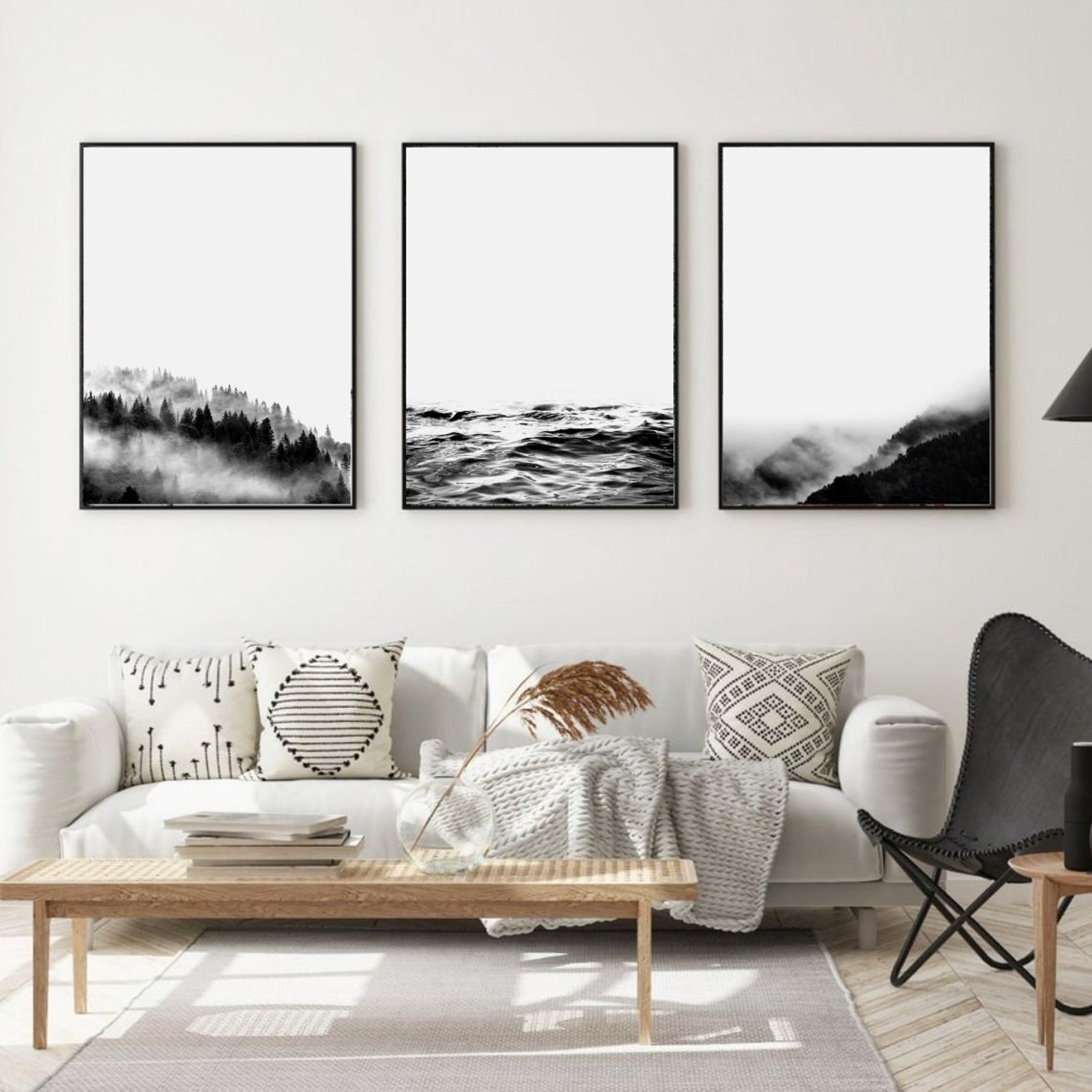 Print Set of 3 Prints Black and White Minimalist Print Set | Etsy Australia