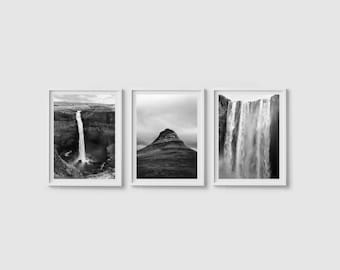 Iceland print set of 3 prints, Iceland gallery wall set Iceland wall art Iceland waterfall Iceland nature photography Scandinavian art print