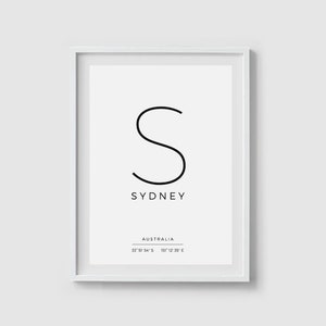 Printable wall art print Latitude longitude Sydney art print GPS Coordinates sign Printable poster Sydney print Sydney decor Sydney wall art