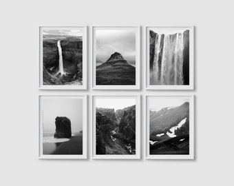 Iceland print set of 6 prints, Iceland nature photography Iceland gallery wall set Iceland wall art Scandinavian art print Iceland waterfall