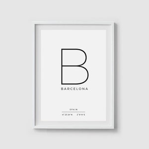 Digital print Instant download Latitude longitude GPS Coordinates sign Digital poster download Barcelona art print Barcelona wall art decor