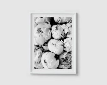 Peonies print Floral print Peony flower print Black and white art Peony art Bedroom wall art Gift for her Peonies wall art Instant download