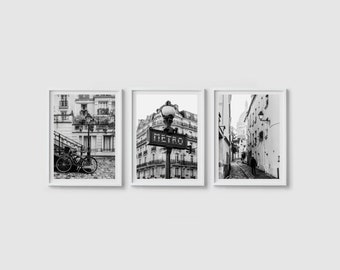 Paris Architecture Print set of 3 prints, Paris wall art set, Black and white art France print Paris street photography Paris prints gallery