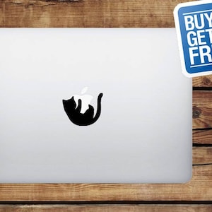 Kitten Hugging Apple - Macbook Apple Decal Sticker / Laptop Decal / Apple Logo Cover / 2 for 1 price