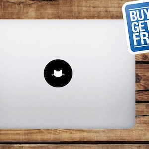 Kitty Cat  - Circle Macbook Apple Decal Sticker / Laptop Decal / Apple Logo Cover / 2 for 1 price