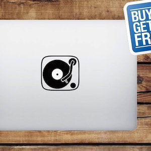 DJ Turntable MacBook Apple Decal Sticker / Laptop Decal / Apple Logo Cover / 2 for 1 price image 1