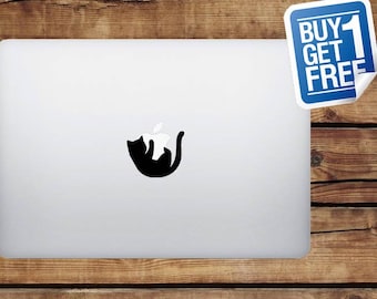 Kitten Hugging Apple - Macbook Apple Decal Sticker / Laptop Decal / Apple Logo Cover / 2 for 1 price