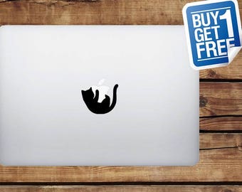 Kitten Hugging Apple - Sticker Apple Macbook / Sticker pour ordinateur portable / Housse avec logo Apple / 2 prix pour 1