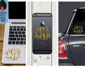 Gouden Monogram Vinyl Decal voor telefoon, Macbook, Laptop en auto