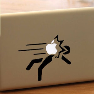 Apple Hitting Man - Macbook Vinyl Decal Sticker / Laptop Decal / iPad Sticker