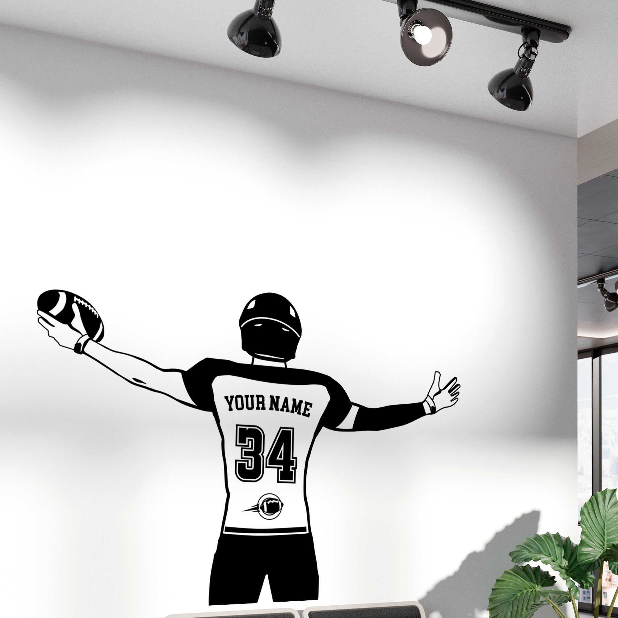 Football Player Personalized Wall Decal / Decor Sticker / Etsy