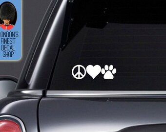 Peace Love And Paw - Car Vinyl Decal