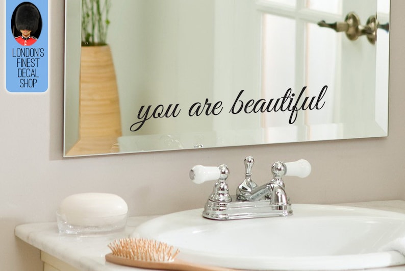 You Are Beautiful Bathroom Vinyl Decal / Mirror Vinyl Decal Etsy UK