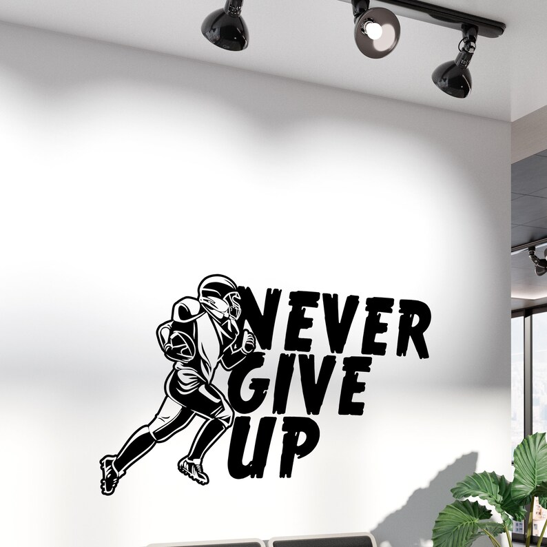 Football Player Personalized Never Give Up Wall Decal / Decor Etsy