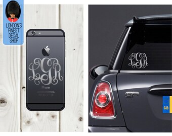 Zilveren Monogram Vinyl Decal voor telefoon, Macbook, Laptop en auto
