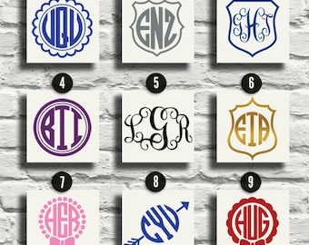Monogram initialen vinyl sticker voor telefoon/laptop/auto/zelfs oppervlak-9 ontwerpen