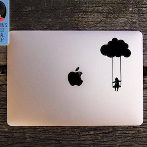 Girl swinging from a cloud Macbook / Laptop Vinyl Decal