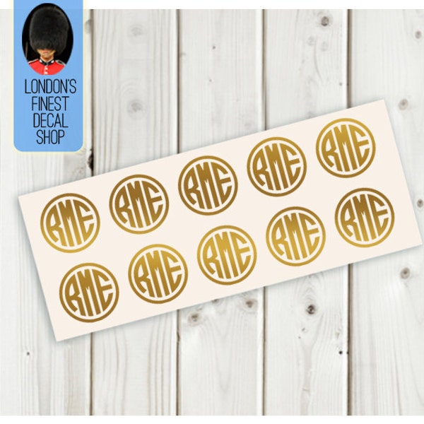 Gold Monogram Vinyl Decals - Set of 10