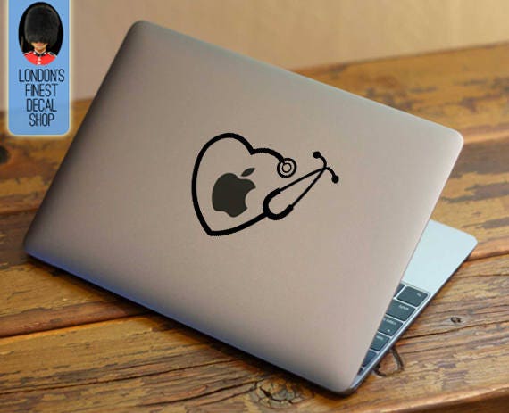 Stethoscope Heart - Macbook Vinyl Decal Sticker / Laptop Decal / iPad Sticker
