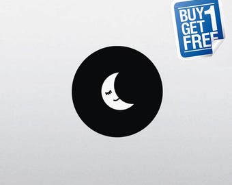 Sleeping Moon - Macbook Apple Decal Sticker / Laptop Decal / Apple Logo Cover / 2 for 1 price