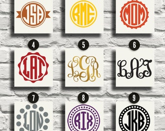 Vinylsticker monogram initialen voor telefoon / laptop / auto / gelijkmatig oppervlak - 9 ontwerpen