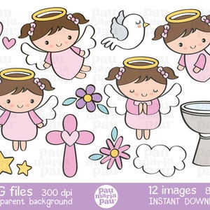 Baptism Angel, Digital Paper, Instant Download, High Resolution, PNG Clipart, Baptism Girl, Digital Kit, JPG Scrapbooking, Pastel Colors