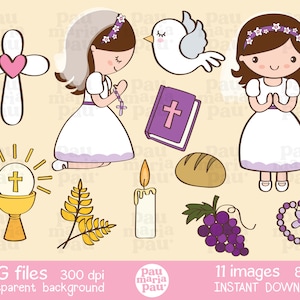 First Communion, First Communion, Girl, Catholic, Instant Download, Digital Paper, Clipart, High Resolution, JPG Scrapbooking, Clipart PNG