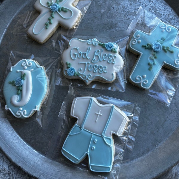 Boy Baptism christening cookies