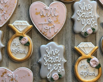 He Asked She Said Yes Bridal / Engagement  Cookies