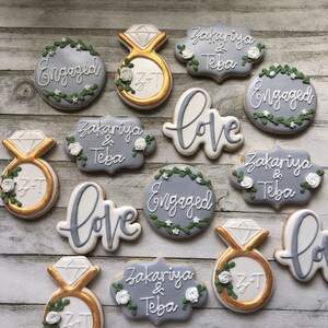 Grey Bridal / Engagement  Cookies