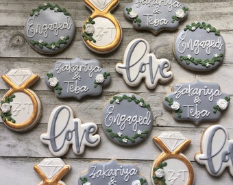 Grey Bridal / Engagement  Cookies
