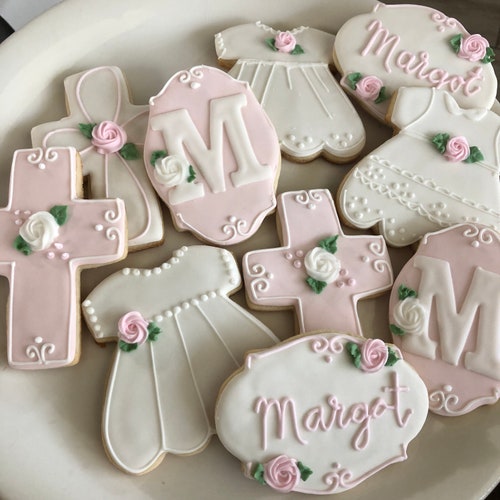 Girl Baptism Christening Cross Dress Cookies Etsy